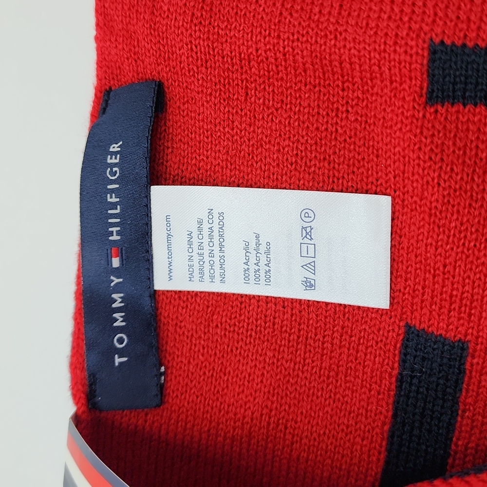 TOMMY HILFIGER HAT & SCARF, NAVY BLUE & RED - Picture 7 of 8
